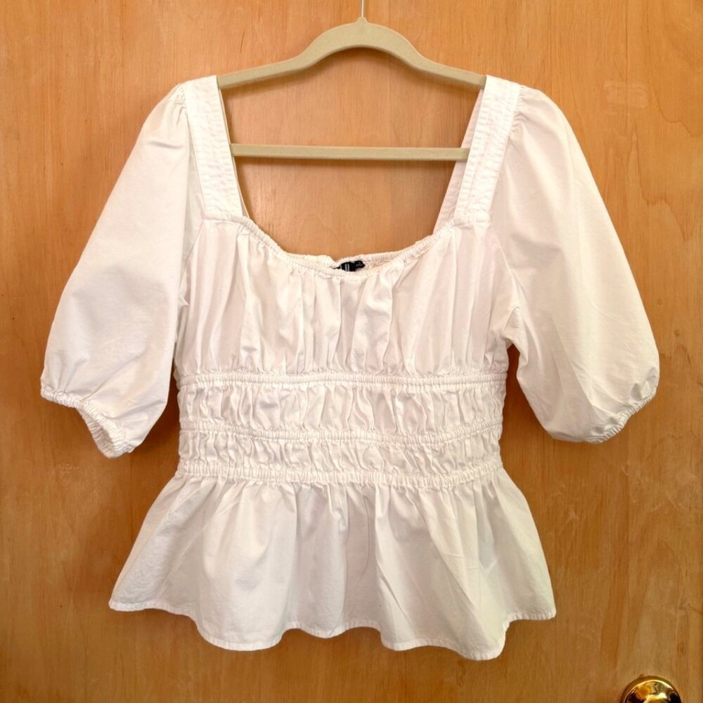 GAP 100% Cotton Poplin Puff-Sleeve Shirt - Large